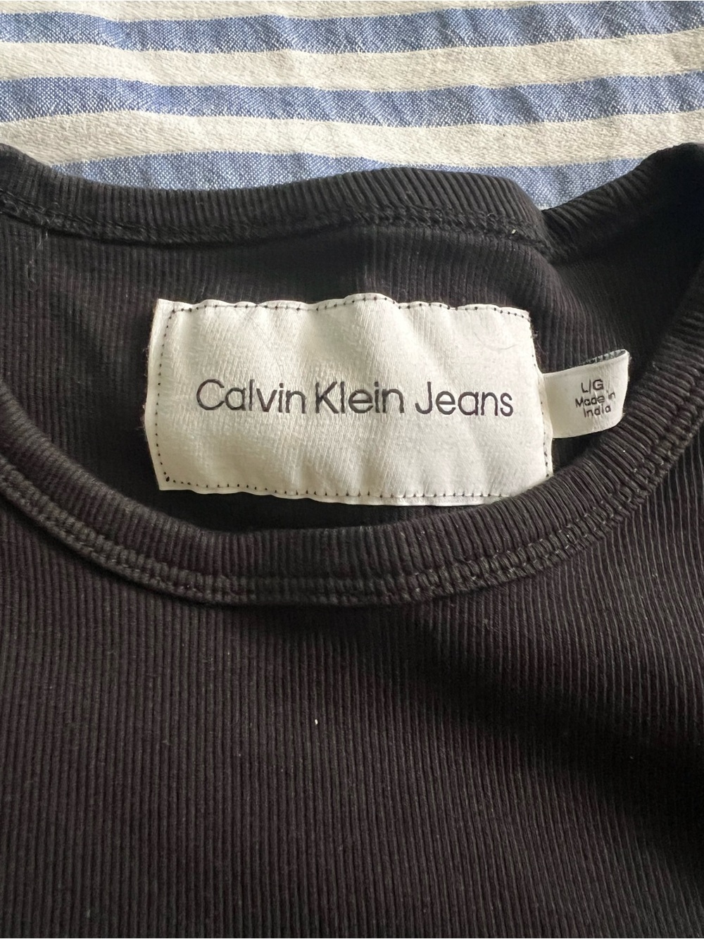Calvin Klein Jeans Black Ribbed Crewneck Tee